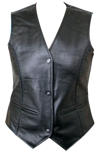 Xelement Womens Leather Braided Vest 
